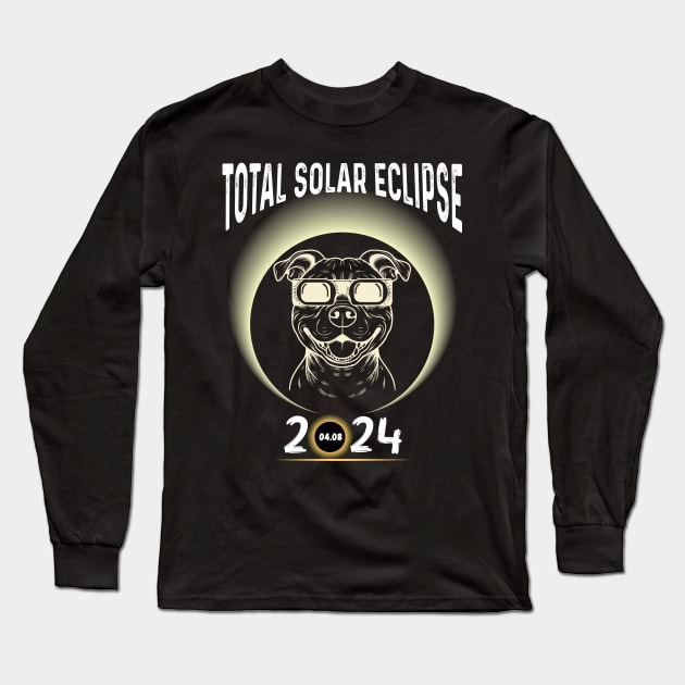 Solar Eclipse 2024 Shirt Total Eclipse April 8th 2024 Dog Long Sleeve T-Shirt by Peter smith